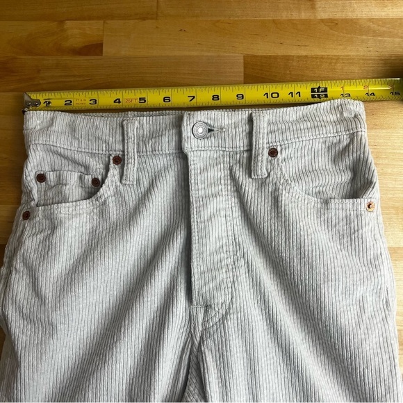 Levi's Premium Ribcage Straight Leg Ankle Corduroy Pants Ecru Wale Cream Size 26 - Picture 10 of 11